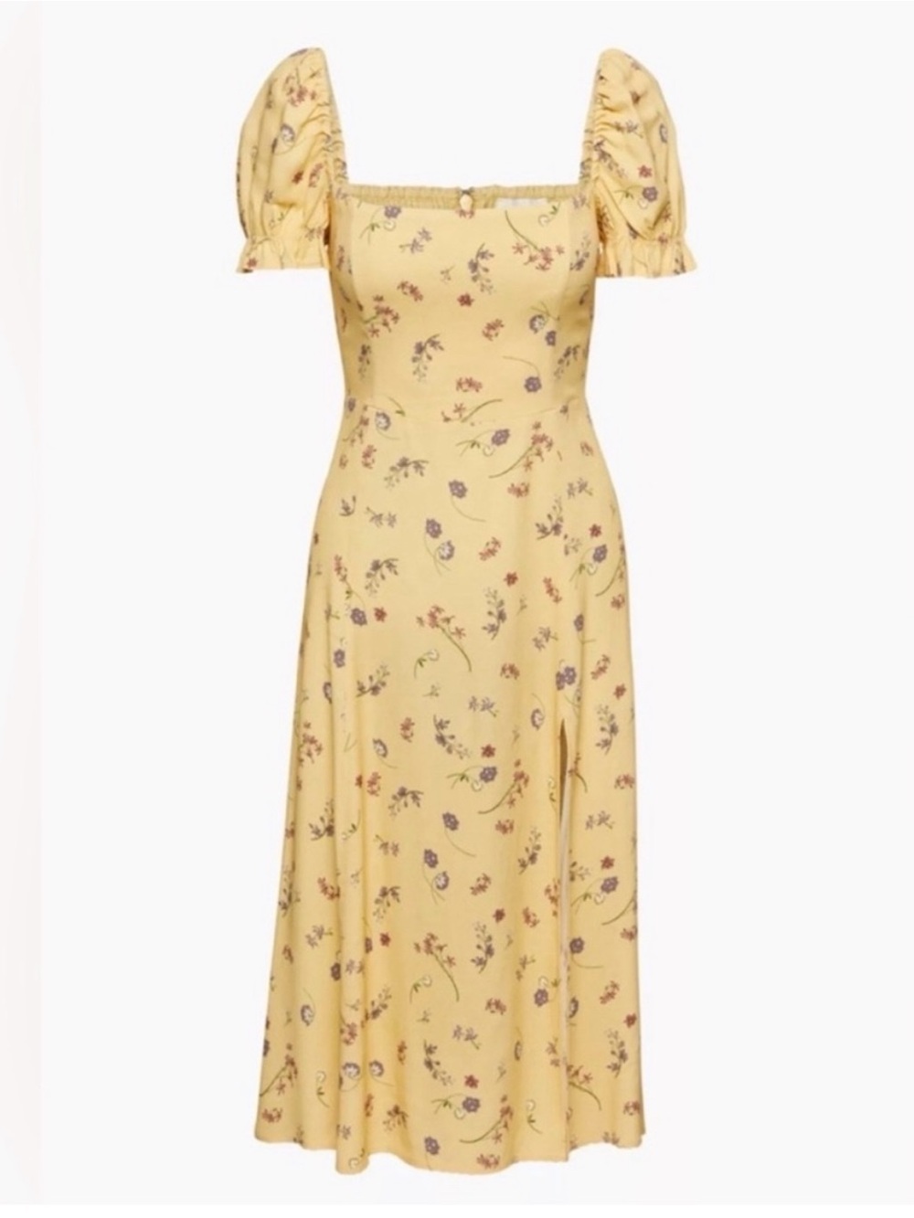 Wilfred Yellow Floral Puff-Sleeve Maxi Dress